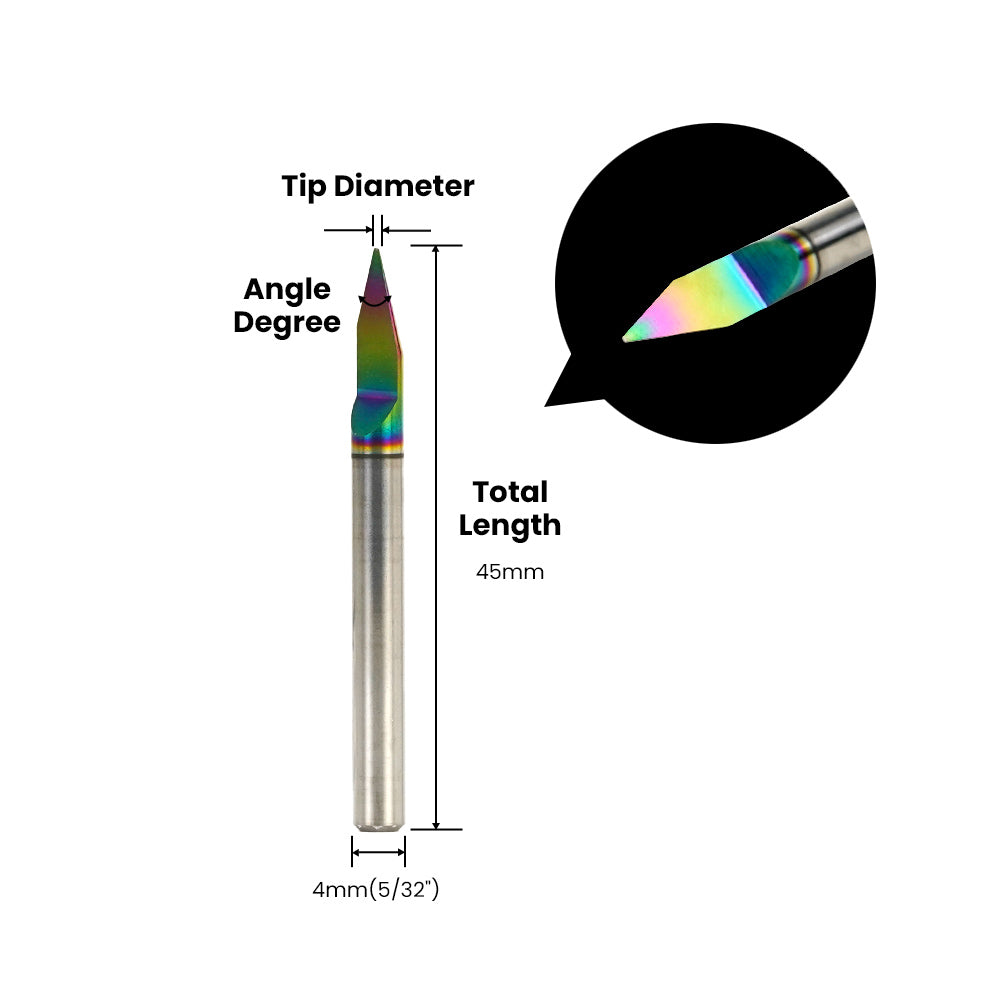 Single Flute Engraving Bit for Metal - 4mm (5/32″) Shank
