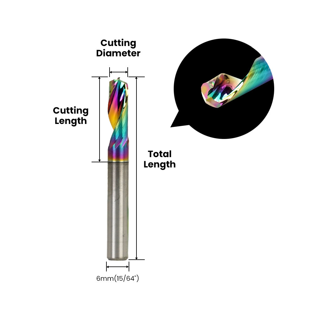 Spiral 'O' Single Flute Bit for Metal- 6mm (15/64″) Shank