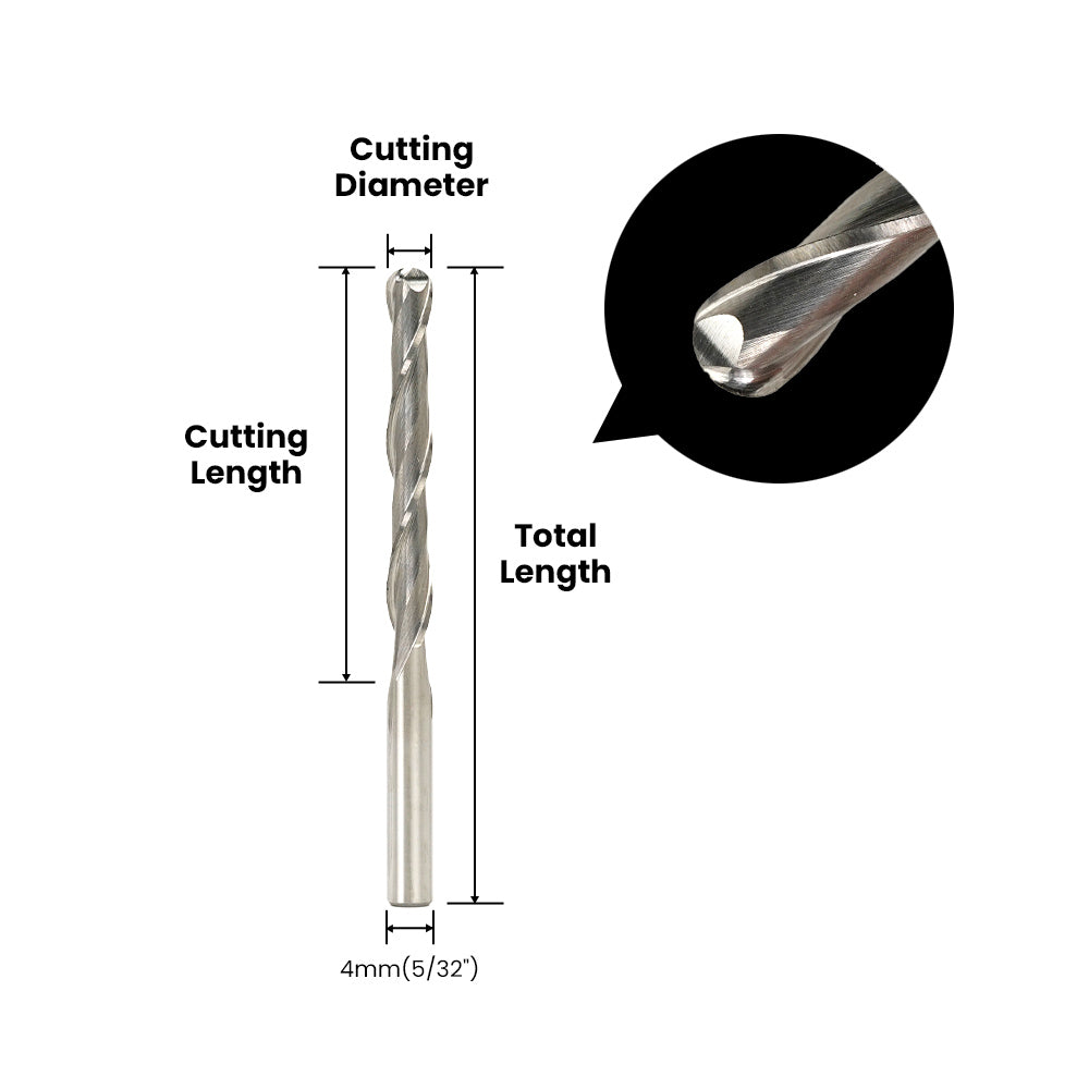 Two Flute Ball Nose Bit - 4mm (5/32