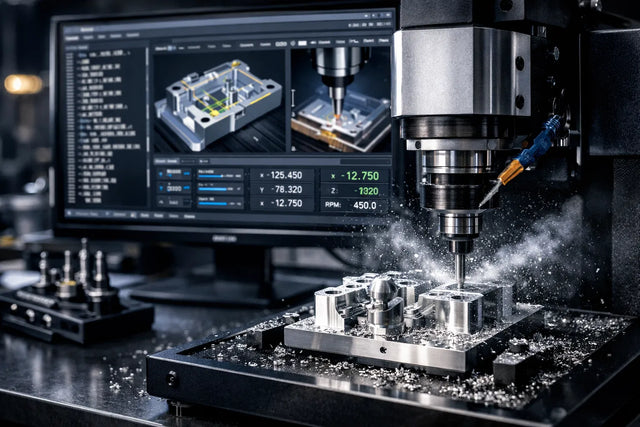 modern cnc machine shop with machinists working