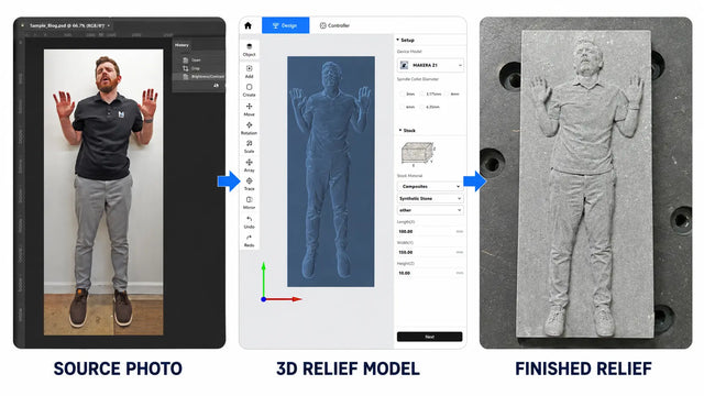 Photo-to-3D CNC relief workflow using Makerables, Makera Studio, and Makera Z1
