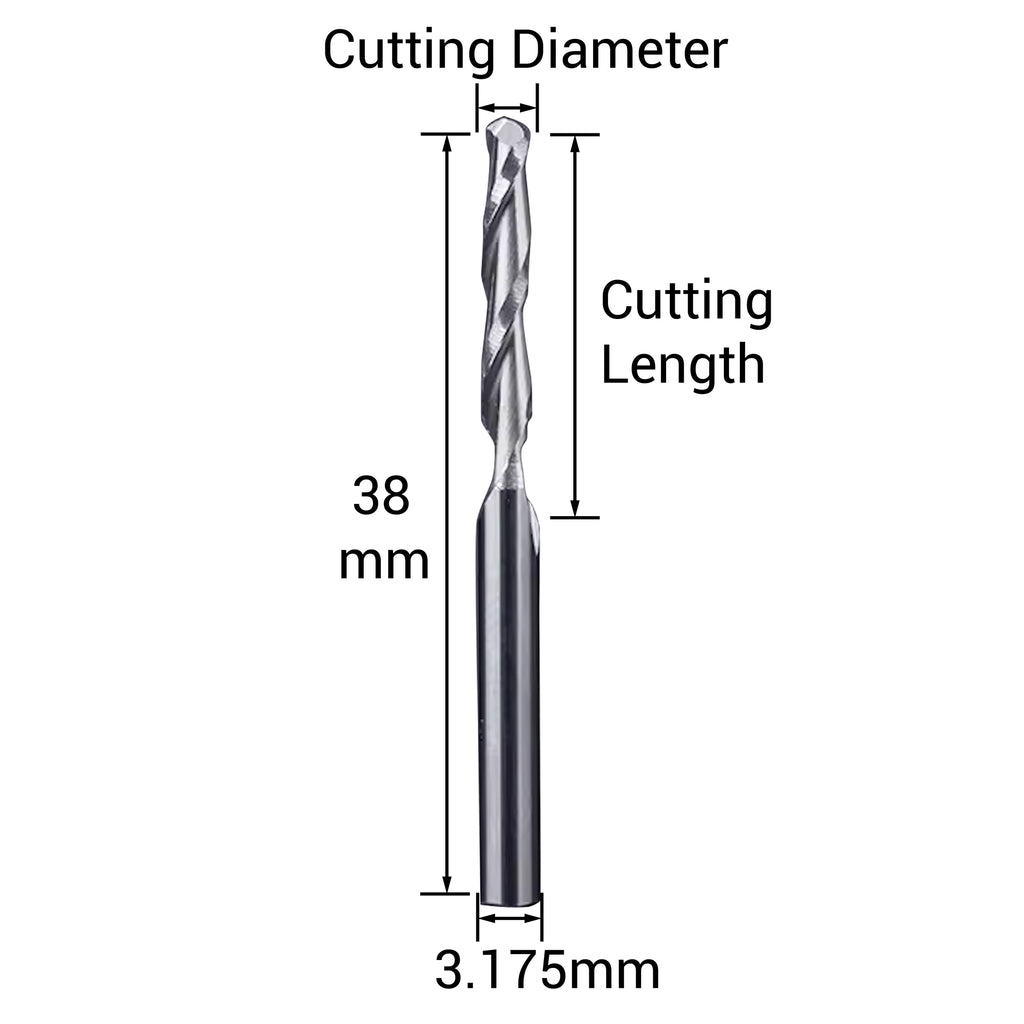 Two Flute Ball Nose Bit - 1/8″ Shank