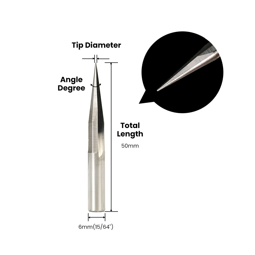 Two Flute Engraving Bit - 6mm (15/64″) Shank